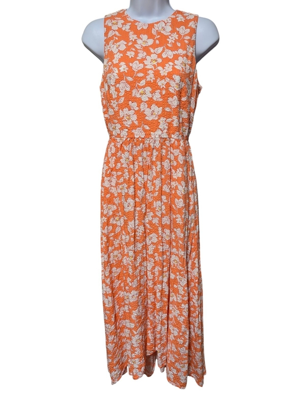 Draper James  High Low Sleeveless Maxi Dress Orange White Floral XS.